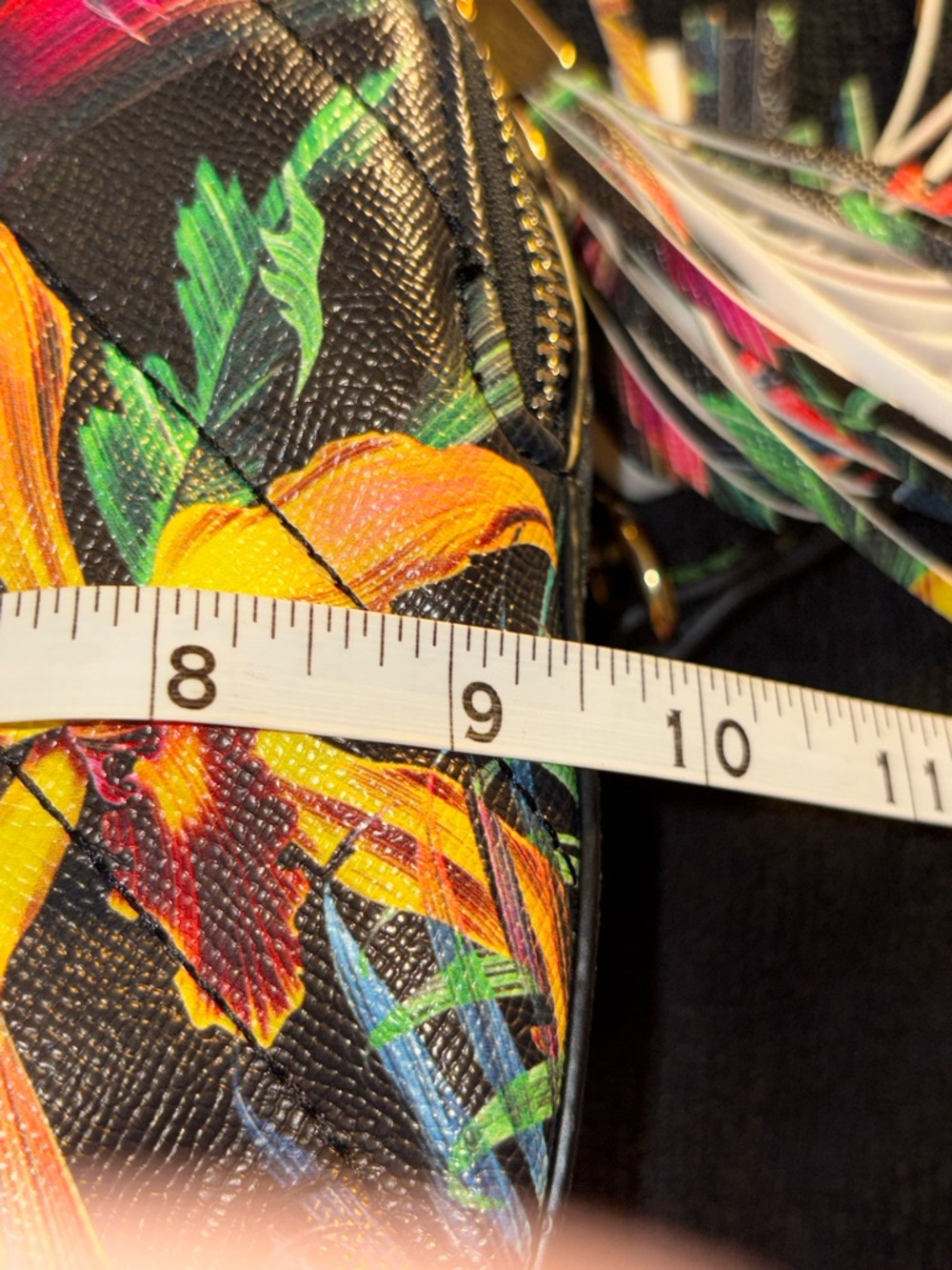 ALDO Tropical Crossbody Bag NWOT – Floral Print, Double Zip, Tassel, Chain Strap - Picture 4 of 7